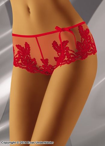 Hipster panty with shining leaf embroidery